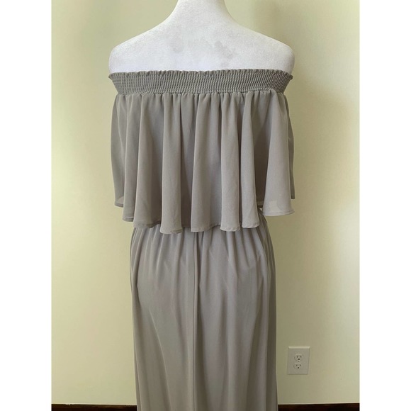 Show Me Your Mumu Women's Gray Hacienda Off Shoulder Maxi Dress size Small - Picture 8 of 10